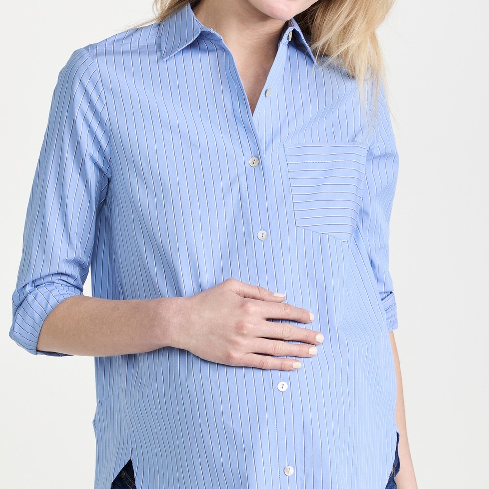 Hatch Light Blue Striped Classic Button Down Shirt ($178)